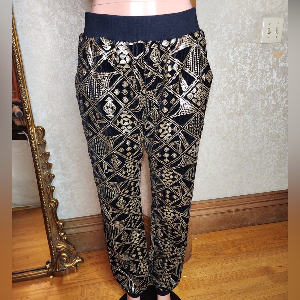 NWOT See N Be Seen Sequin Velvet Jogger Pants